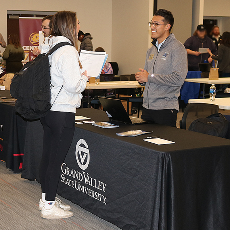 College Night, student talking to representative